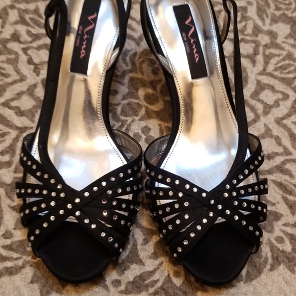 Nina black heels with embellishments rhinestones - Picture 3 of 4